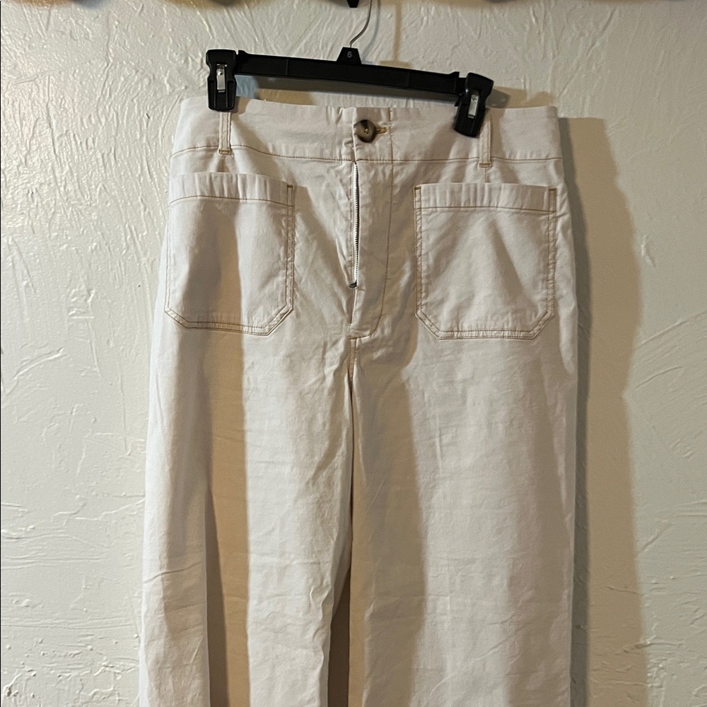 Maeve Wide Leg Pants in Off-White/Cream - Picture 3 of 6